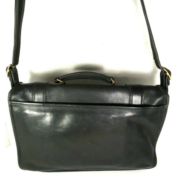 Coach 7205 Vintage Black Leather Briefcase Messenger Bag with Strap -Made In USA - Picture 2 of 12